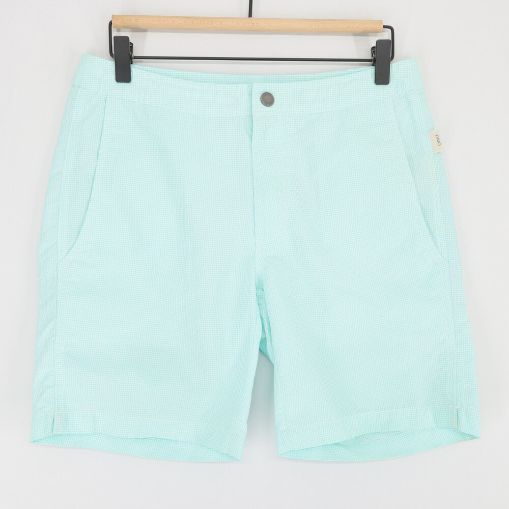 Onia Calder Swim Trunks Mens 30 Aqua Gingham Mesh Lined Board Shorts Beach